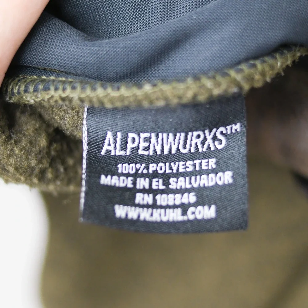 Kuhl Alpenwurx Jacket Mens XL Olive Green Fleece Full Zip Sherpa Collar Gorpcore